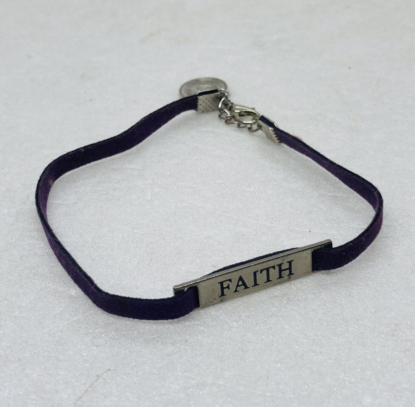 Vintage Leather Metal Bracelet “Faith” Pray For Us Charm 8” Jewelry Decor 7