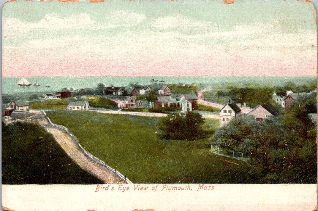 Birds Eye View of Plymouth Massachusetts. Postcard. AY.