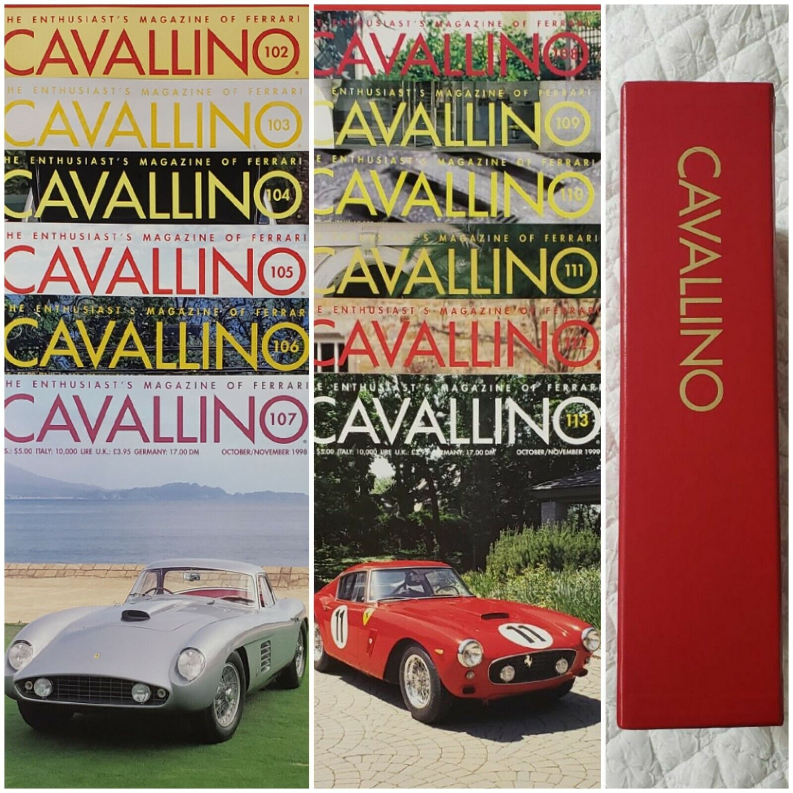 CAVALLINO Ferrari Magazine Lot #102-113 in ORIGINAL RED SLIPCASE STORAGE BOX