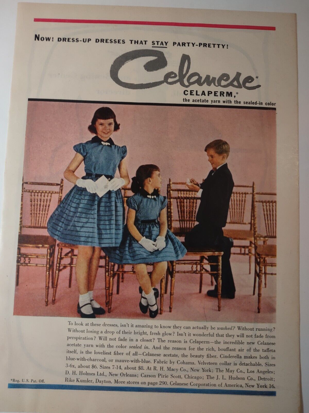 Celanese Dress Up Dresses That Stay Party Pretty Vintage 1950s Print Ad