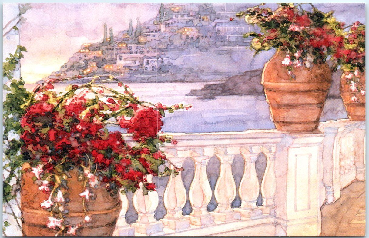 Postcard - View of City/Town from the Terrace Art Print
