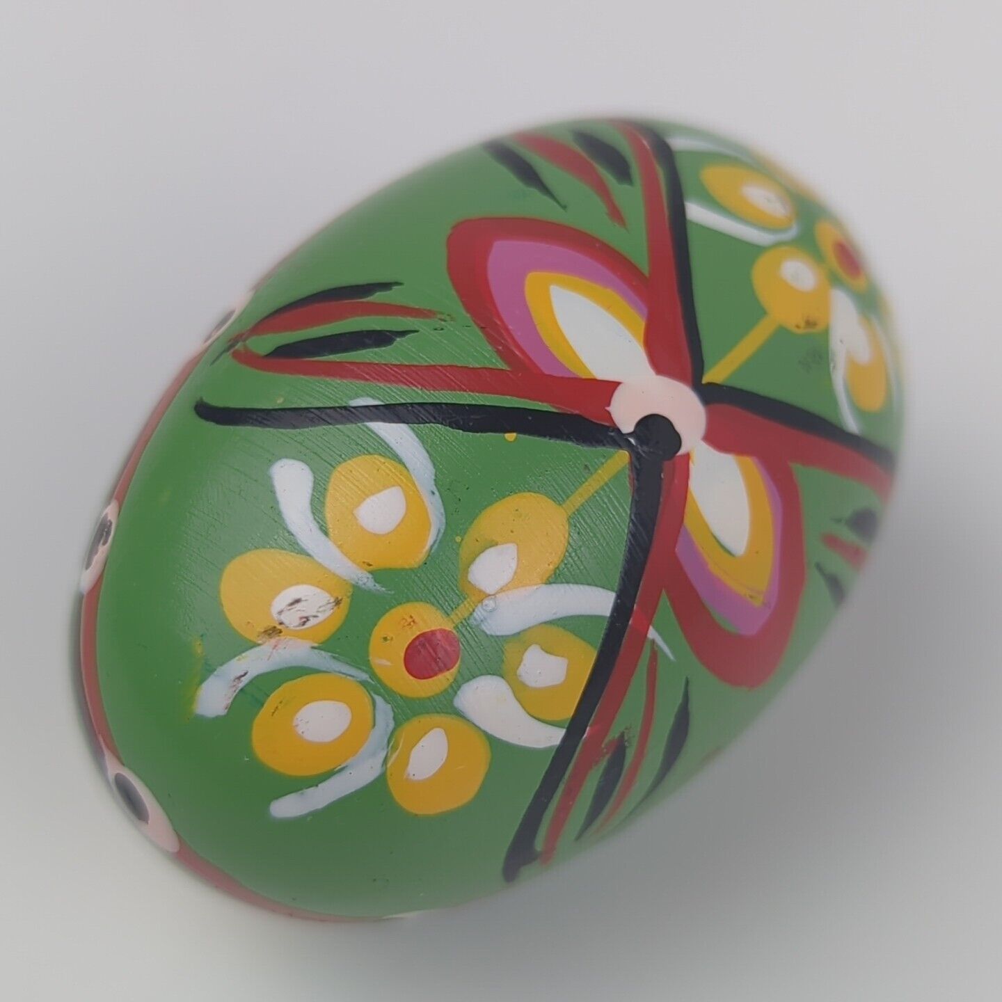 Vintage wooden Easter Hand Painted Egg