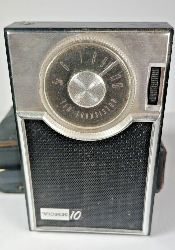 Vintage York 10 Transistor AM Radio Model  W/Leather Case