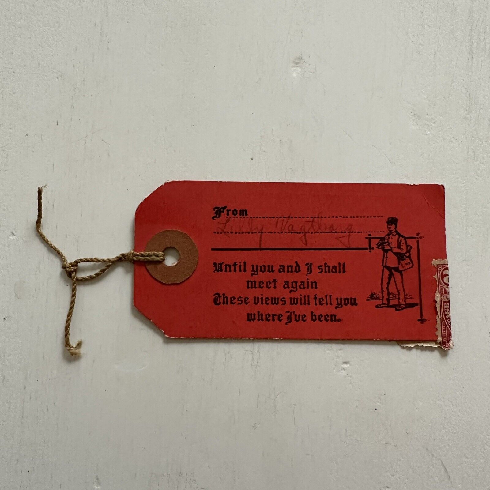 Vintage Luggage Greeting Tags with Postage  Emphemera 20s