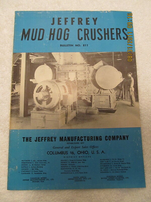 1948 Brochure Jeffrey Manufacturing Mud Hog Crushers