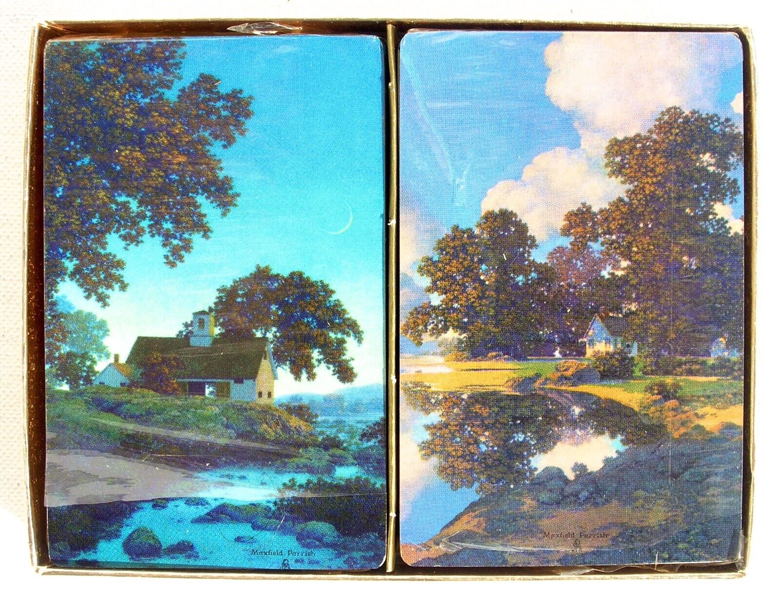 Vintage Maxfield Parrish Landscape Playing Cards 2 Decks Brown & Bigelow