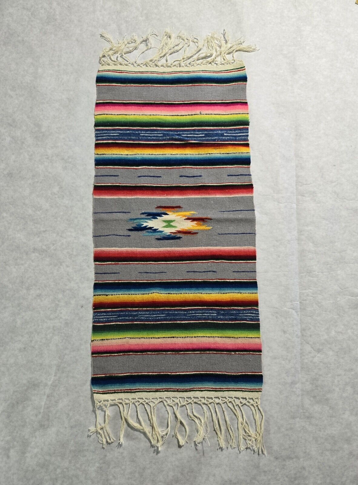 Antique Mexican Saltillo Serape Small Blanket Table Runner  See Photos 