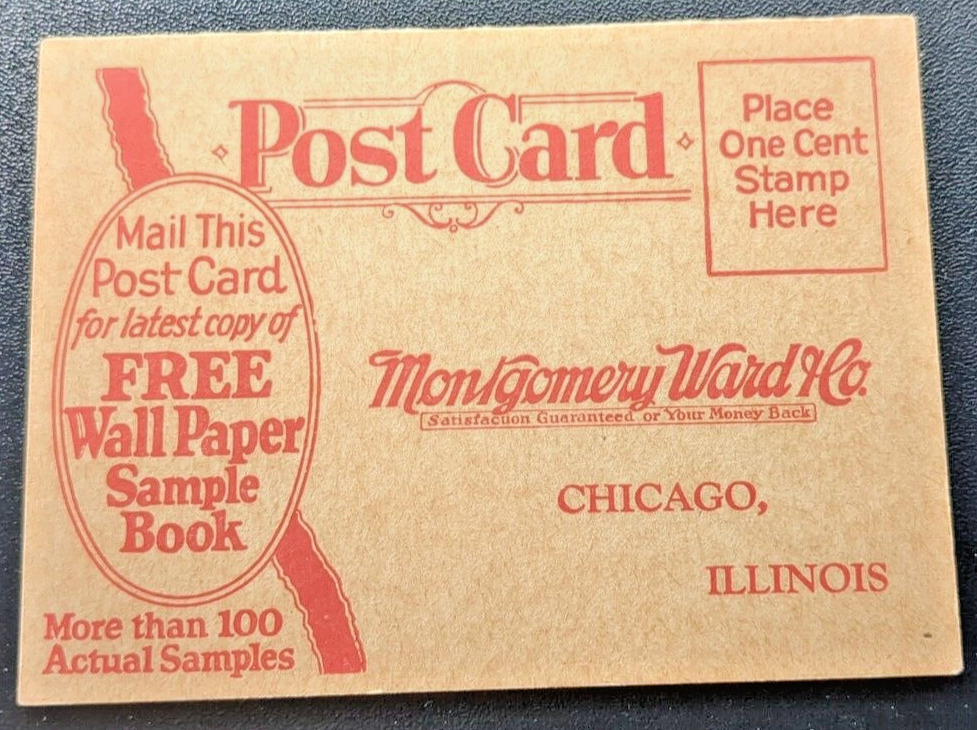 Montgomery Ward & Co Chicago Illinois 1898-1917 Free Wallpaper Sample Postcard