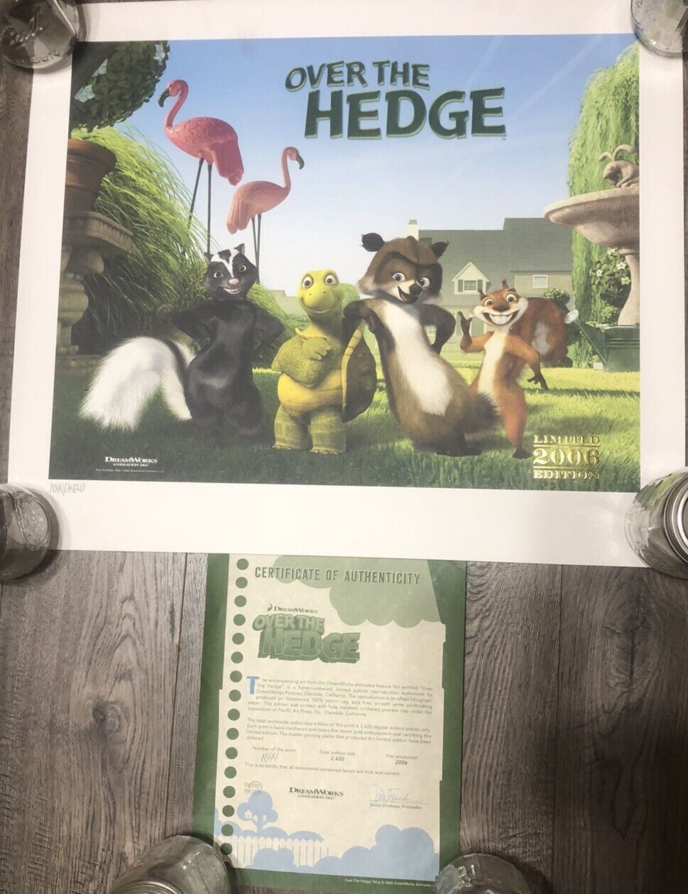 Dreamworks Over The Hedge Limited Litho Reproduction Print COA Rare