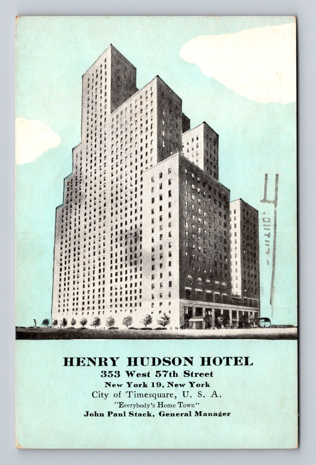 New York City, Henry Hudson Hotel, Advertising, Antique Vintage Postcard