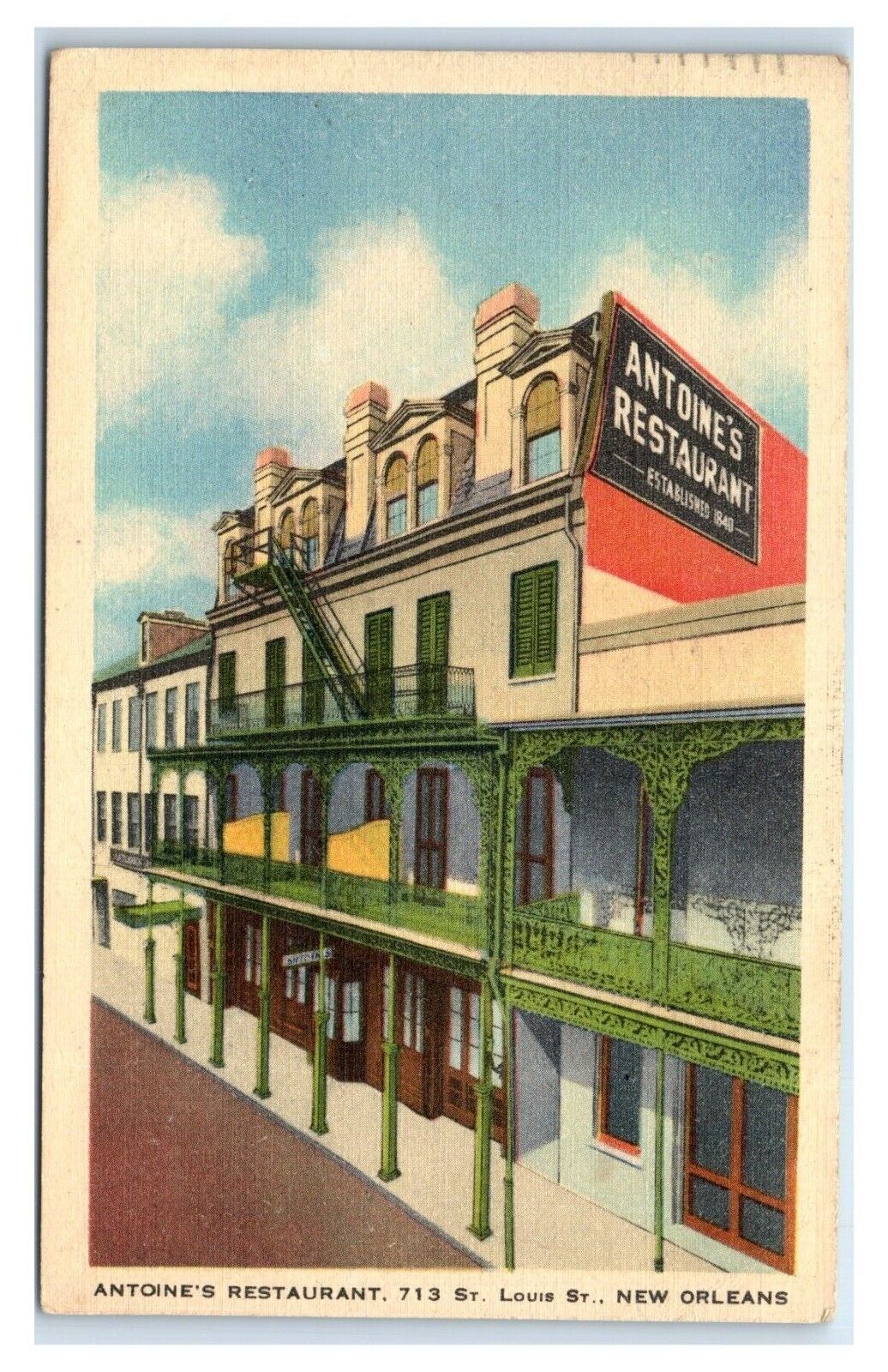 Postcard Antoine's Restaurant, New Orleans LA linen 1942 T94