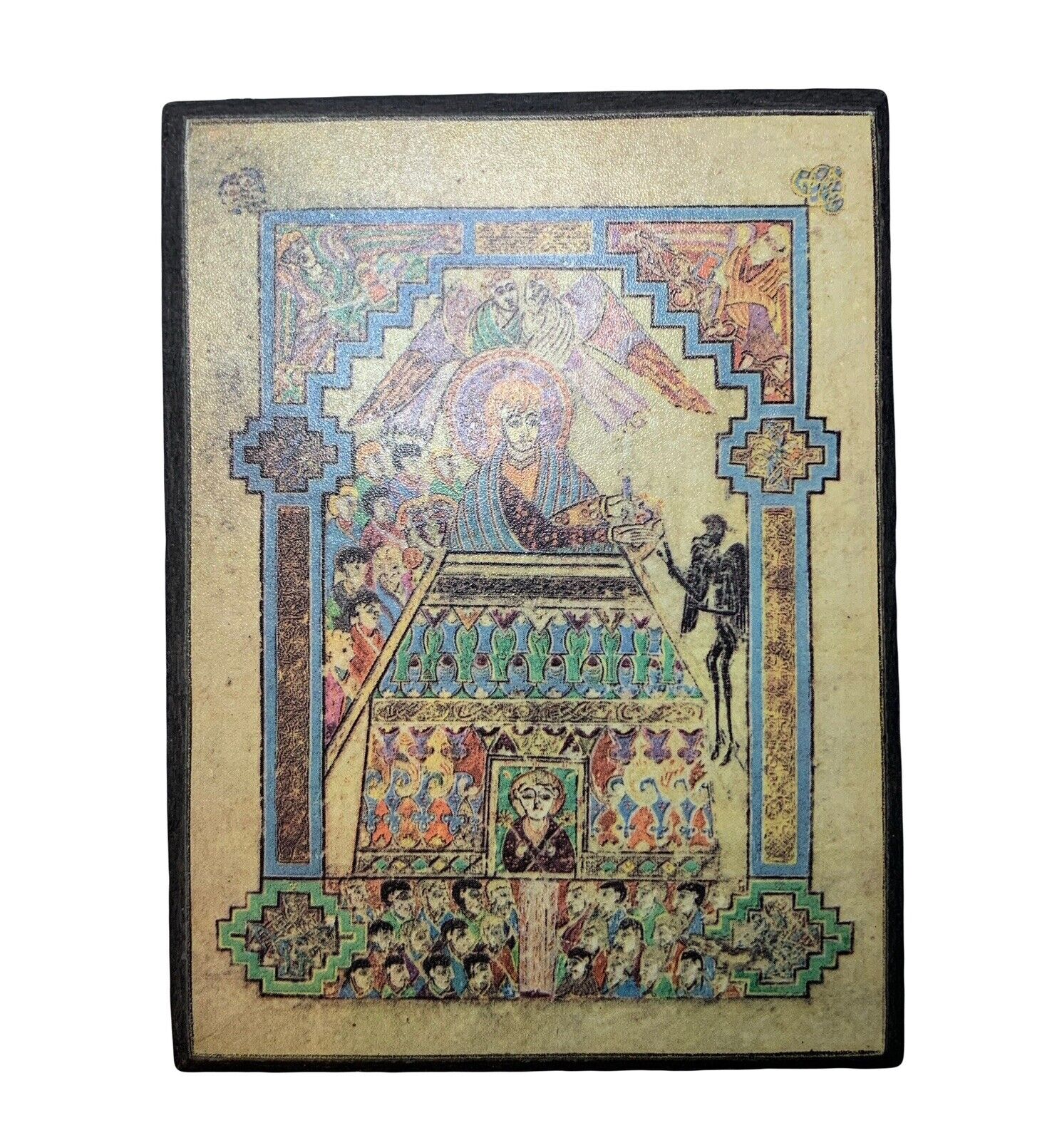 Vintage Irish Book Of Kells Wall Plaque Temptation Of Christ Illustration