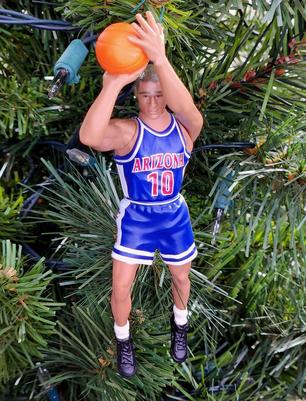 Mike Bibby Arizona Wildcats NCAA Basketball Xmas Tree Ornament vtg Jersey #10