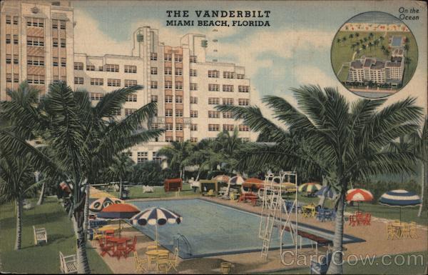 1948 Miami Beach,FL The Vanderbilt Teich Miami-Dade County Florida Postcard