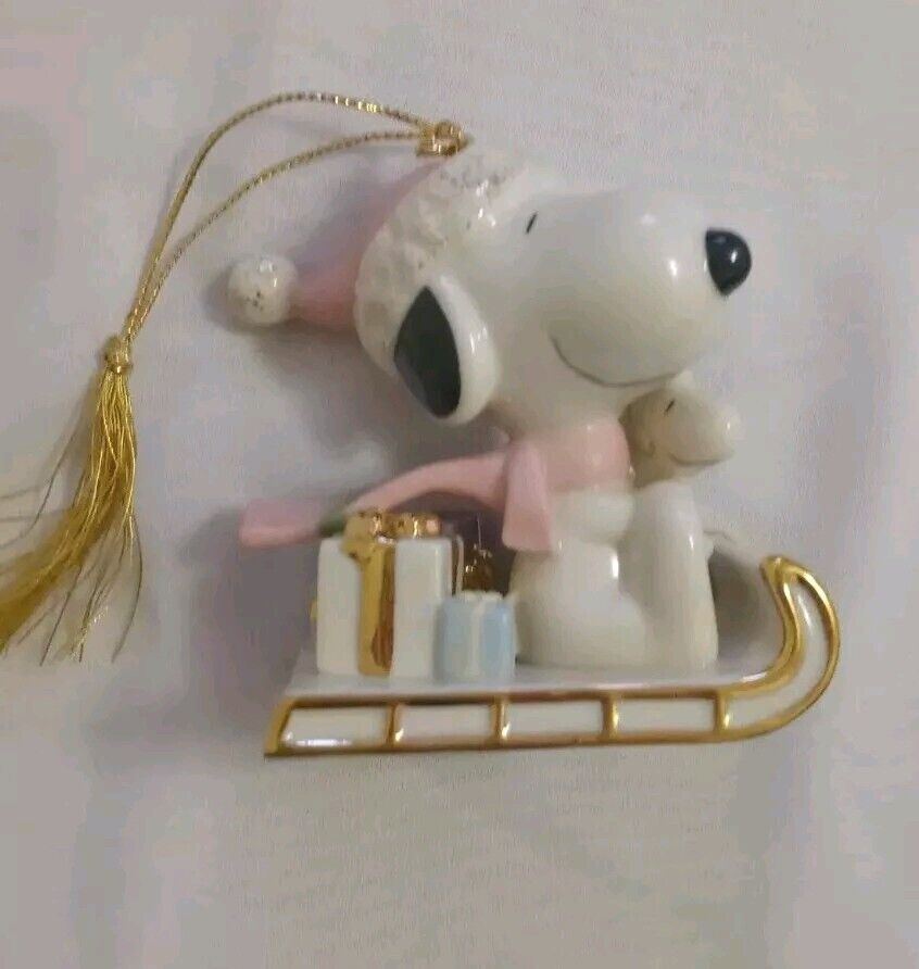 Lenox Snoopy\'s Sledding Adventure Ornament Vintage 2002