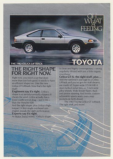 1982 Toyota Celica Liftback The Right Shape for Right Now Print Ad