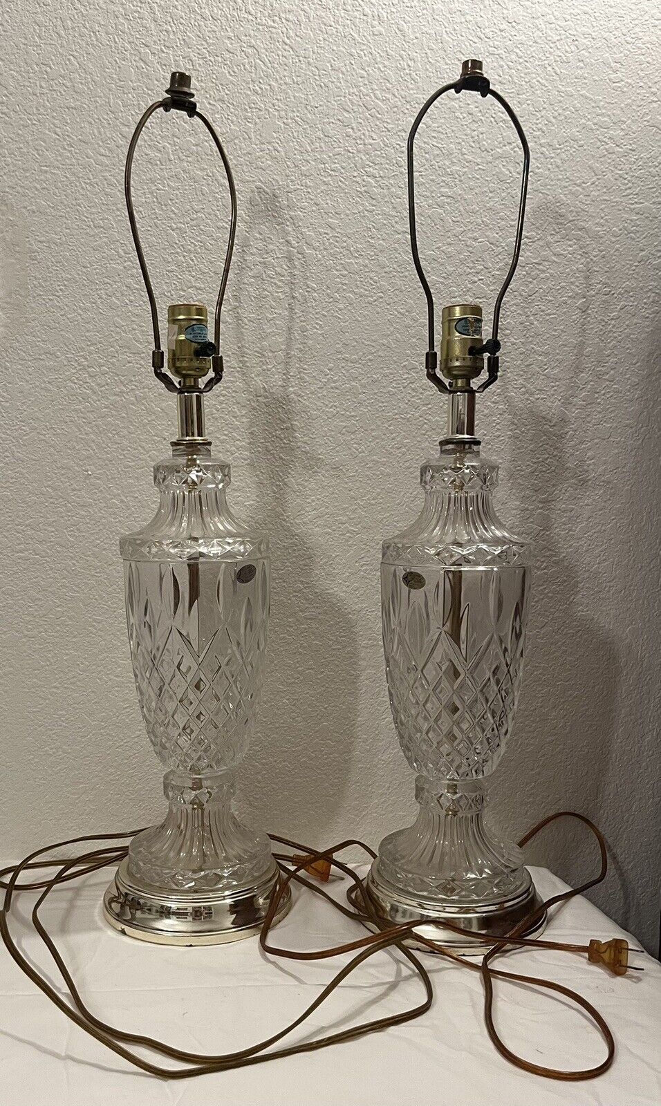 “The European Collection” Lead Crystal Table Lamps Set of 2