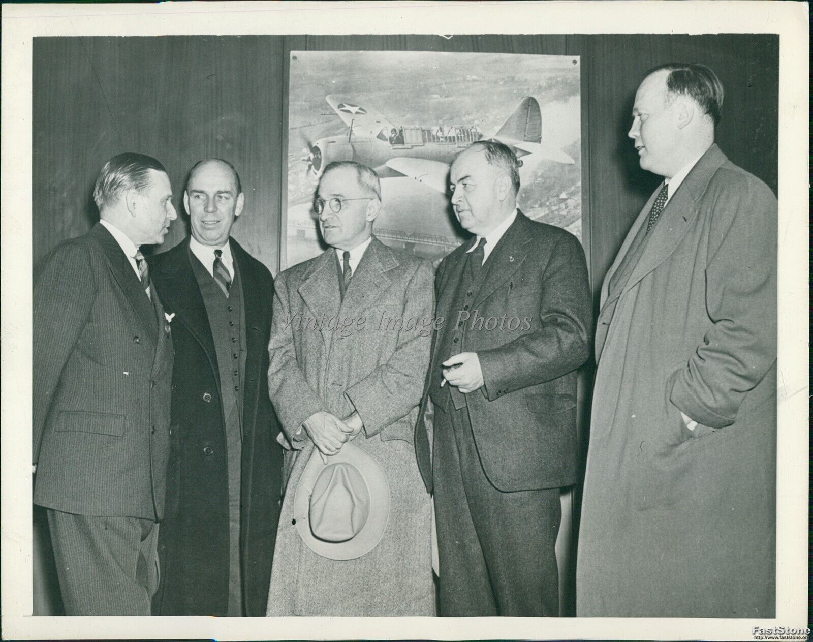 1943 Sen Harry Truman Committee Visits Brewster Defense Plant Politics Photo 7X9