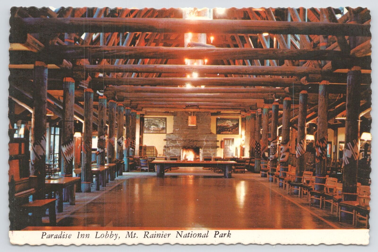 Mt Rainier Park Washington~Paradise Inn Lobby~Continental Postcard