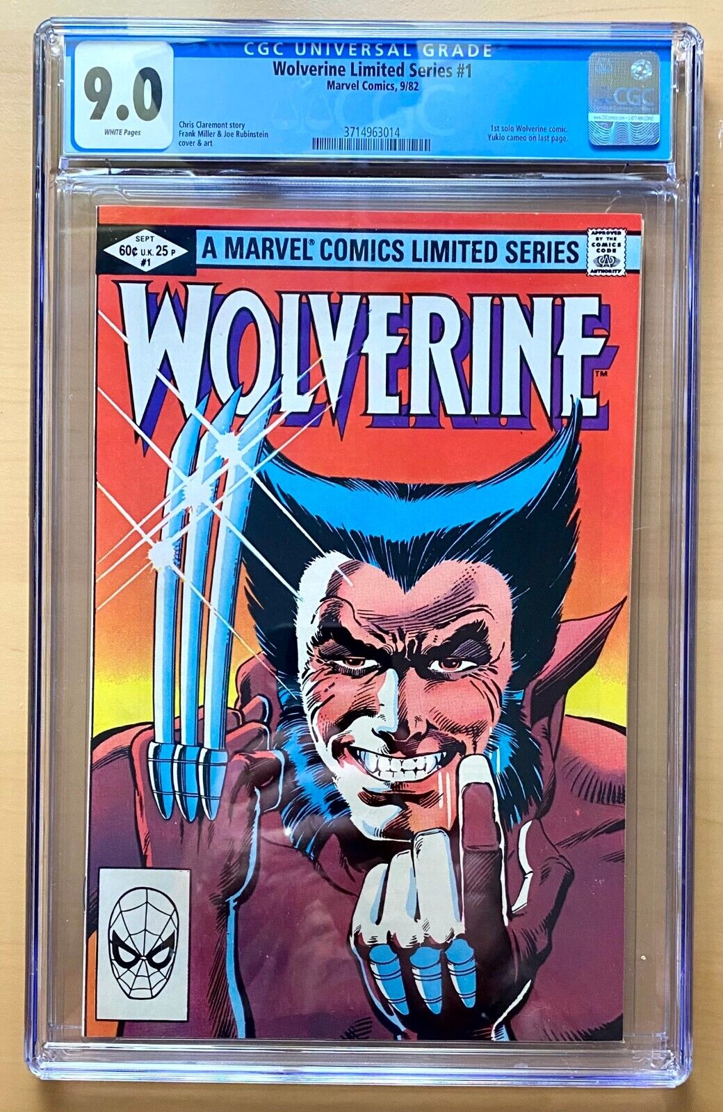 WOLVERINE #1 CGC 9.0 White Page 1st Solo Series Frank Miller Limited Series 1982