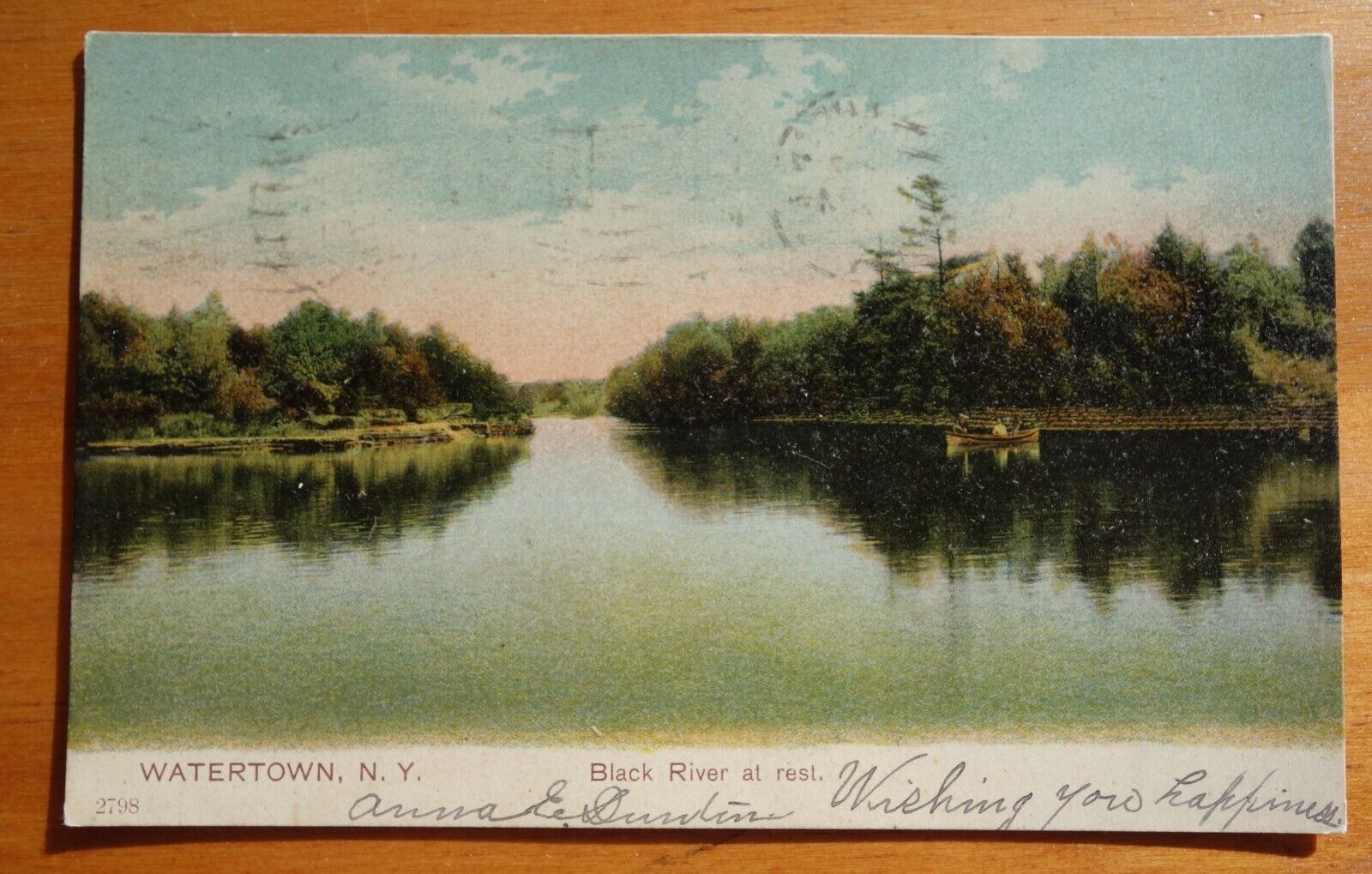 Black River at rest, Watertown NY postcard pmk 1906