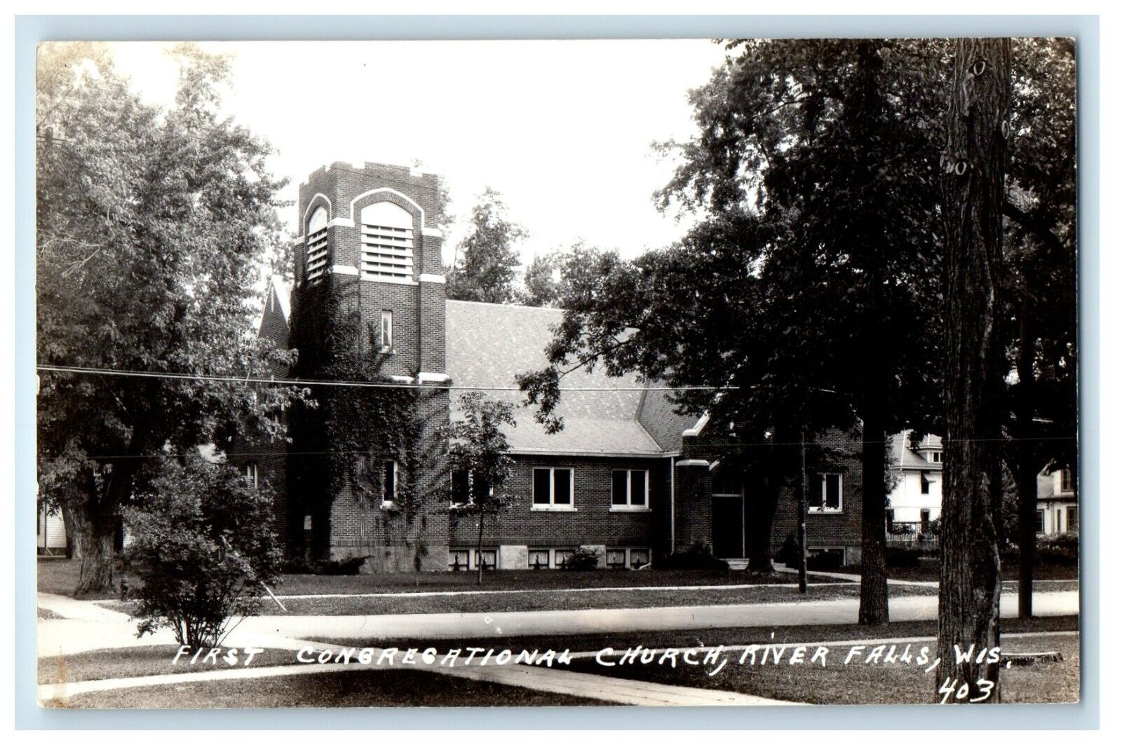 c1940's First Congregational Church River Falls Wisconsin WI RPPC Photo Postcard