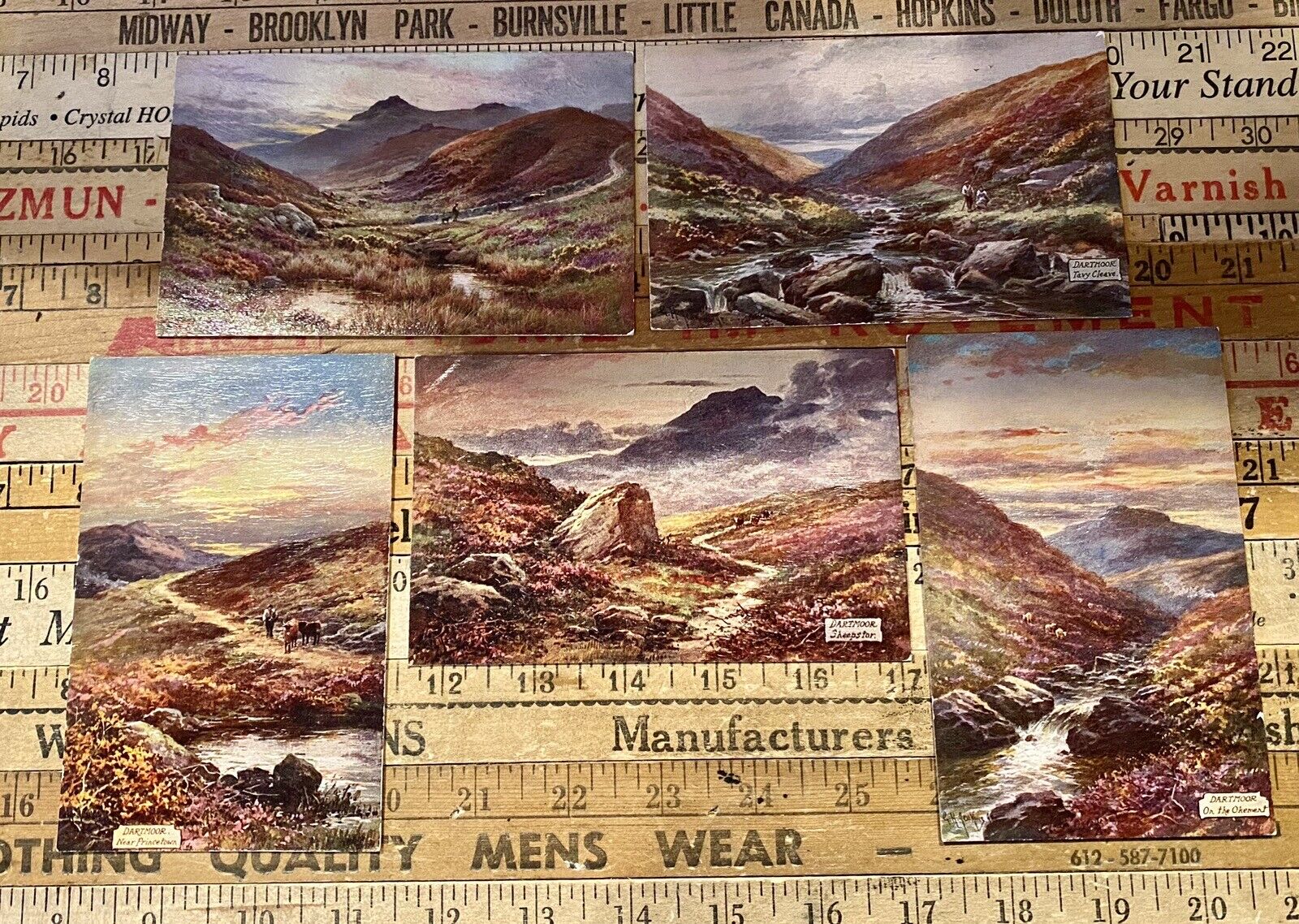 Lot Of 5 Vintage Tuck’s Oilfacsim Postcards Picturesque Dartmoor.