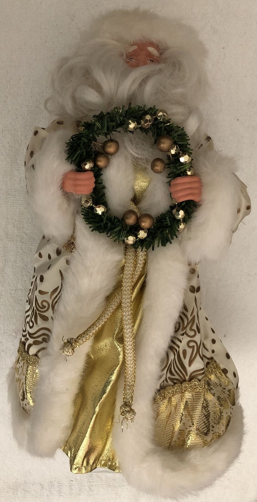 11” Old World Christmas Santa Tree Topper White & Gold