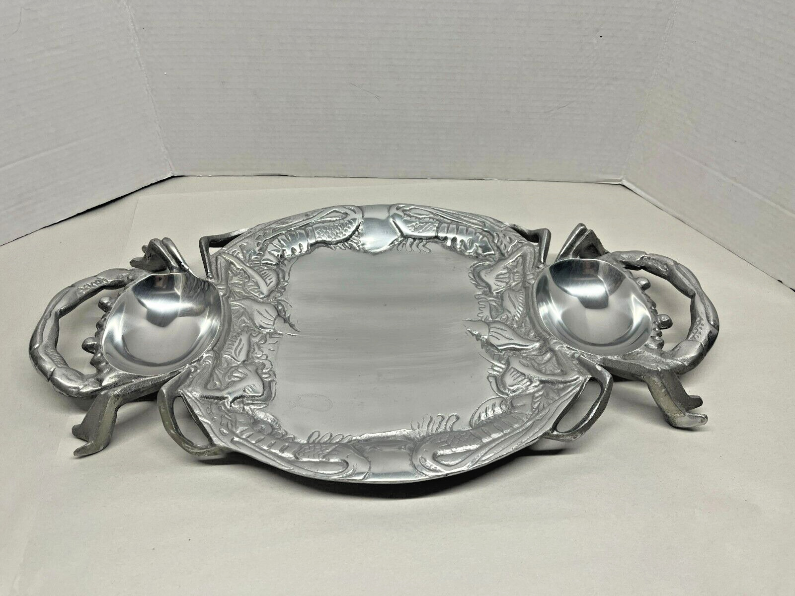 Large Aluminum Crabs Shaped Appetizer Seafood Serving Tray; 21\