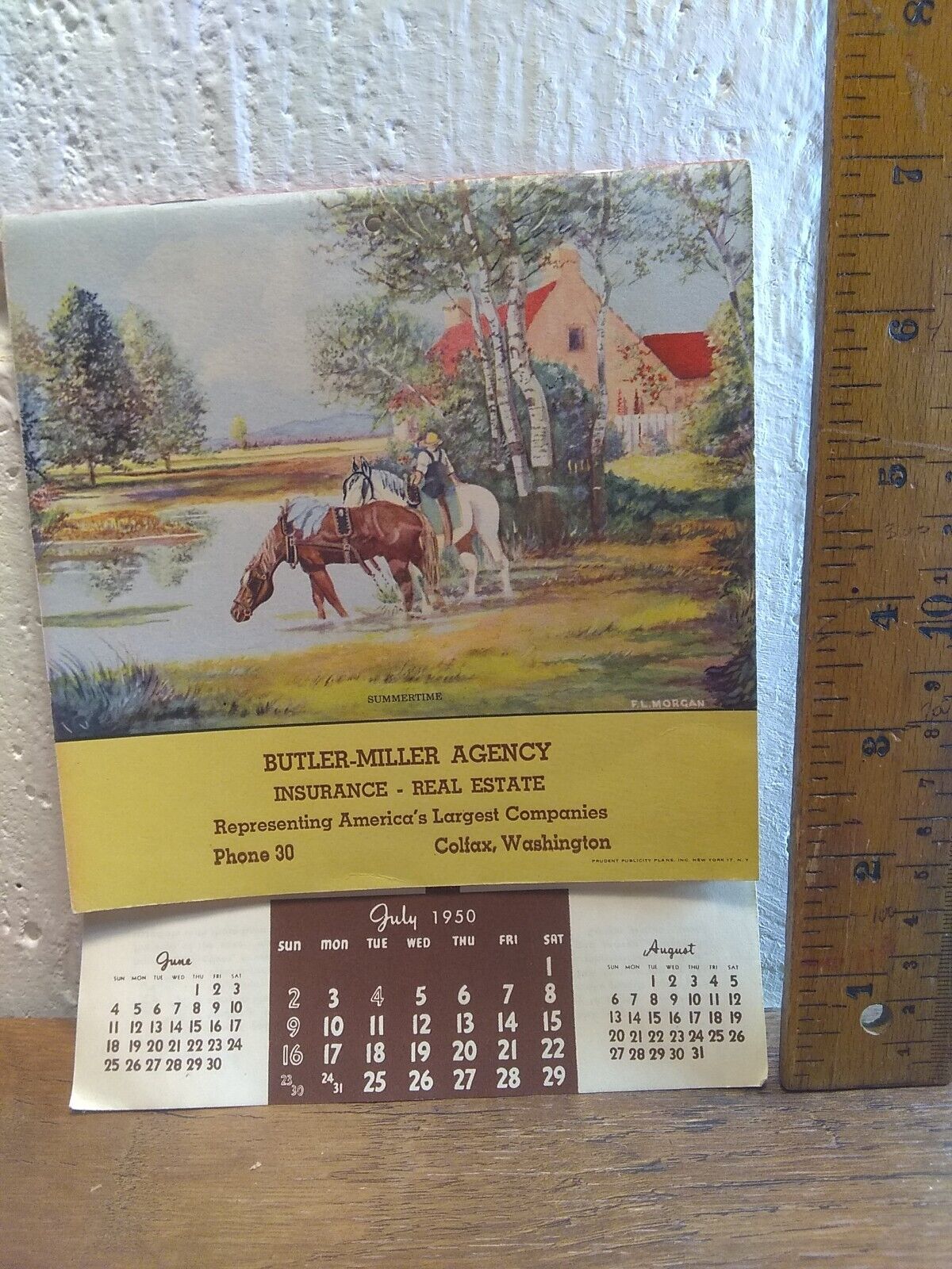 1950 Butler Miller agency. Insurance. Colfax, Washington. advertising calendar