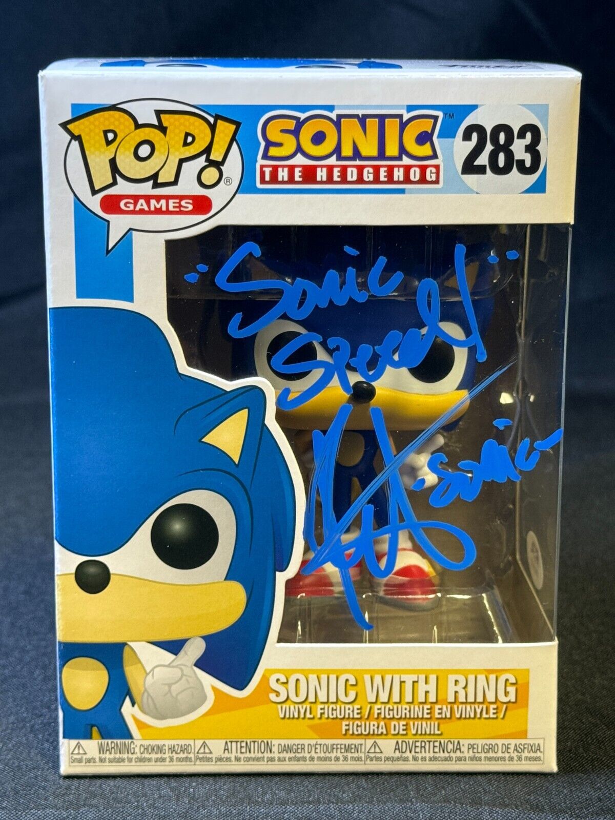 Sonic the Hedgehog Ring Funko Pop #283 Signed Roger Craig Smith PSA Inscribed