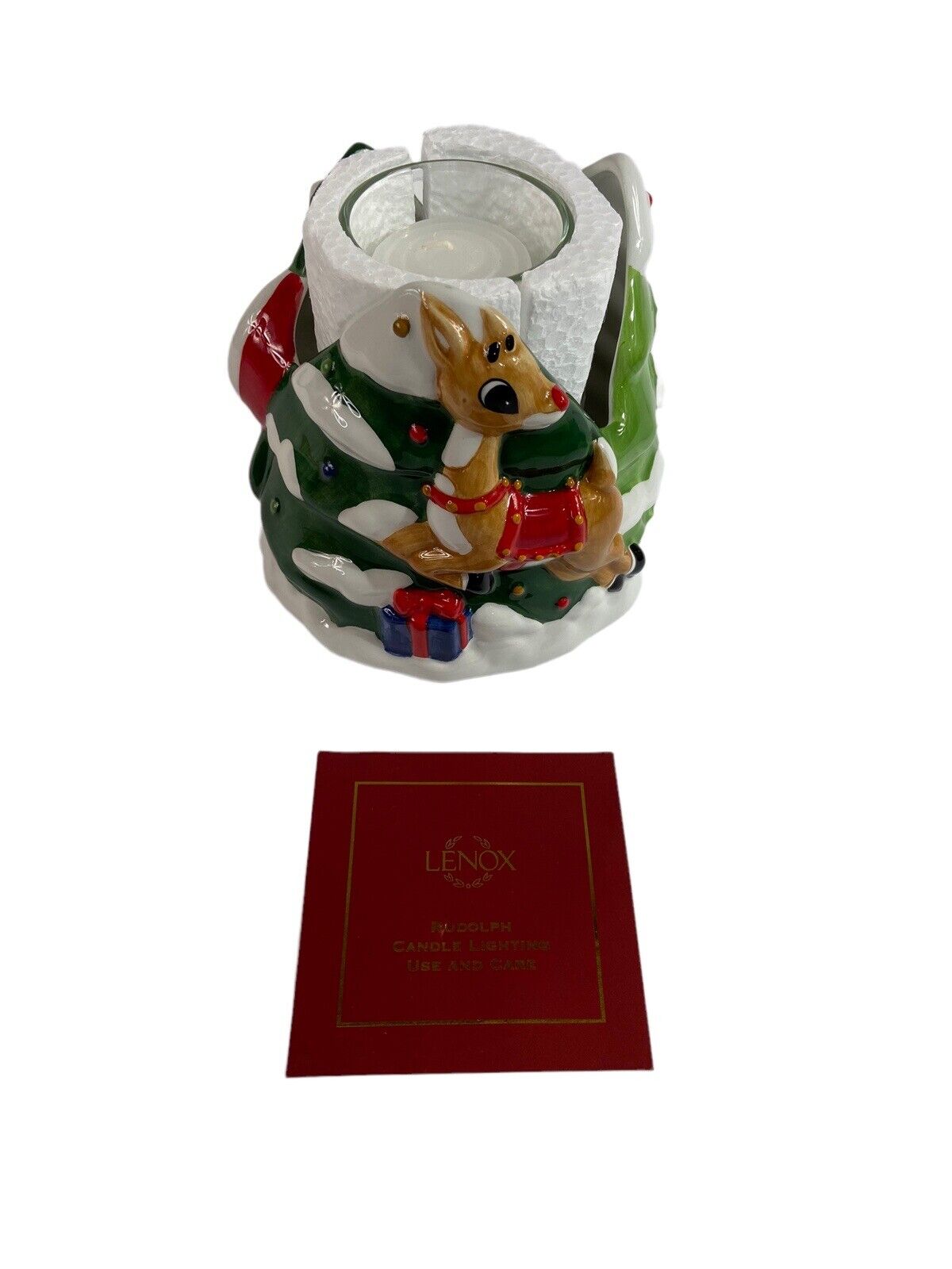 Rudolph The Red Nosed Reindeer LENOX  Ceramic Candle Holder Votive NEW in Box