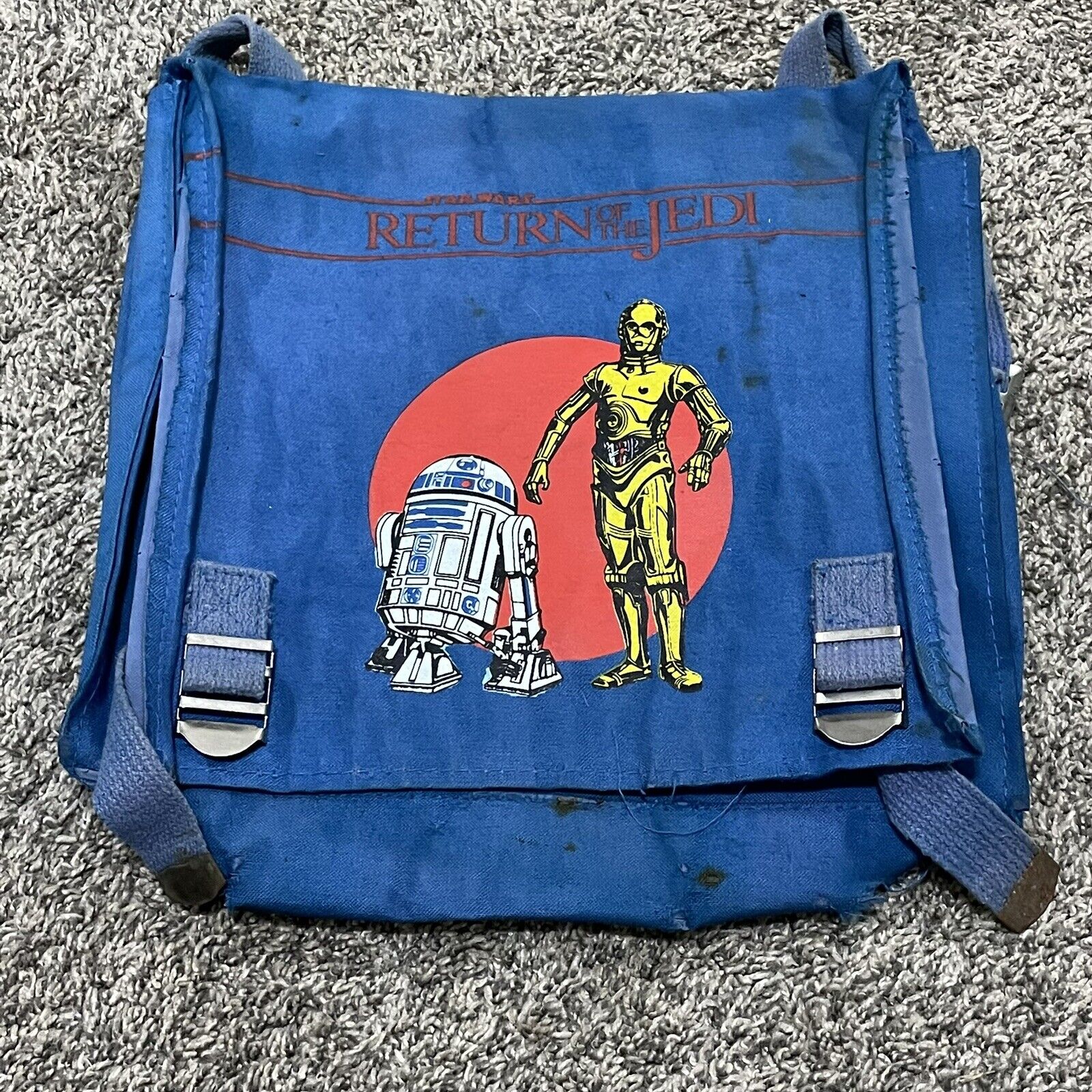 1983 Vintage Star Wars Blue R2-D2 C-3Po Tote Messenger Book bag  As Is