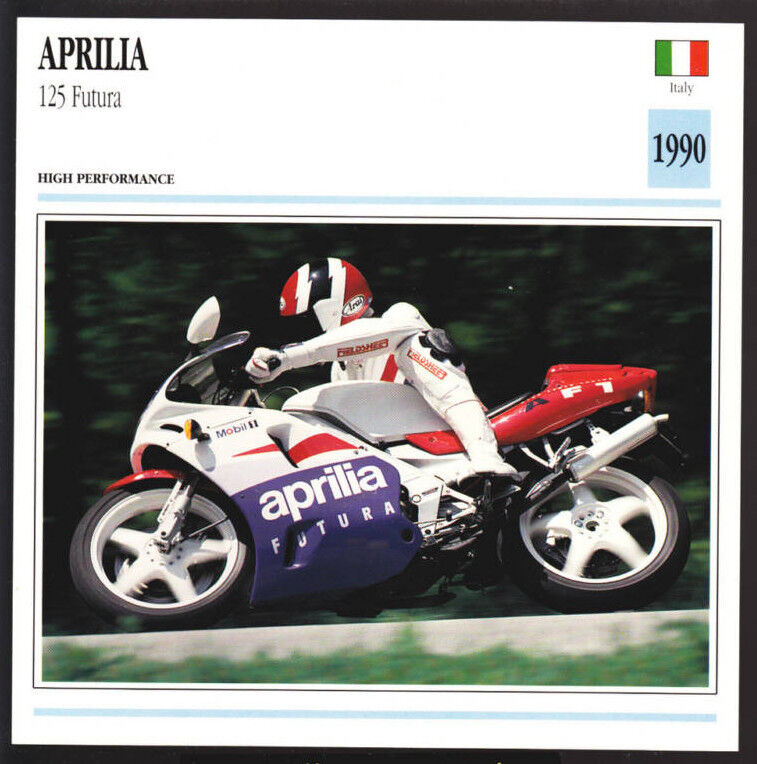 1990 Aprilia 125cc Futura Italy Bike Motorcycle Photo Spec Sheet Info Stat Card