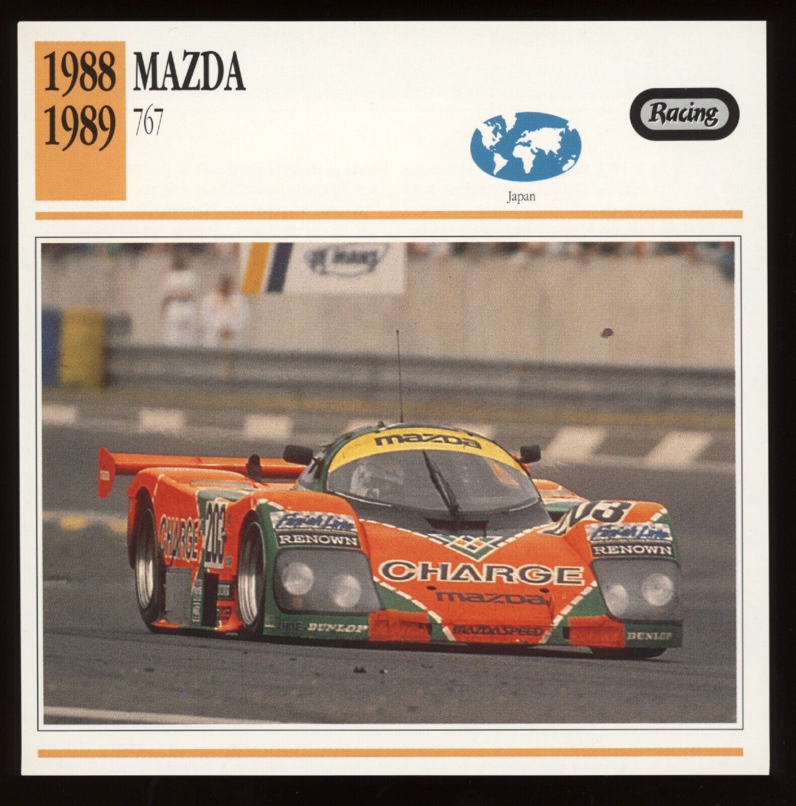 1988 1989  Mazda  767  Racing  Classic Cars Card