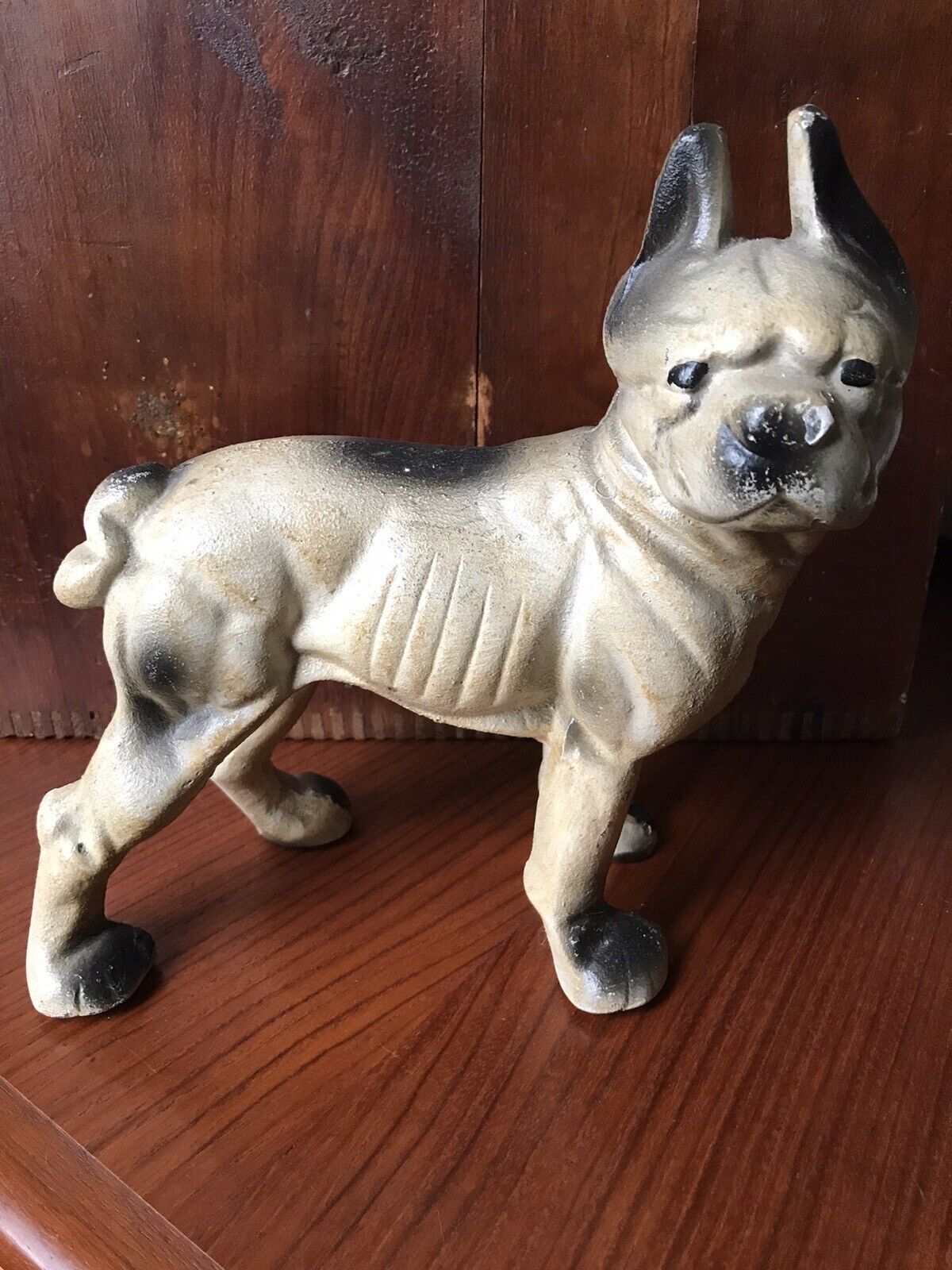 Antique Cast Iron Doorstop Hubley Boston Terrier Bulldog ~ Early 1900s