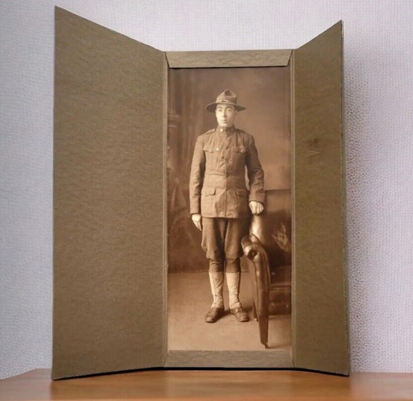 WWI Era Soldier in Full Uniform Photo Military Studio Military Photo CB Frame