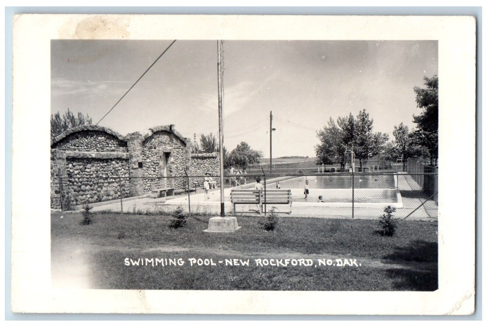 Rockford North Dakota ND Postcard RPPC Photo View Of Swimming Pool c1950\'s