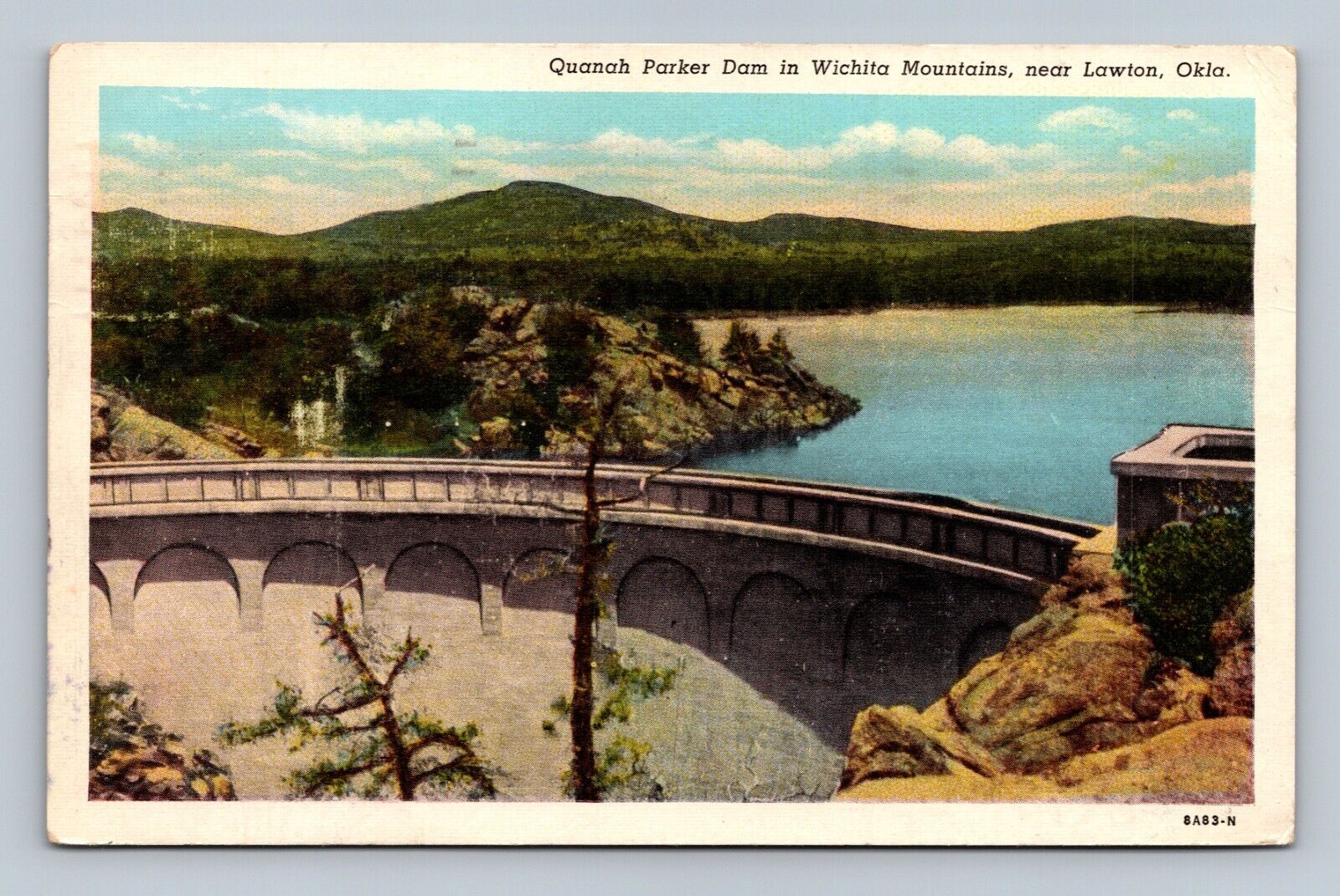 Vintage Oklahoma Postcard - Quanah Parker Dam  Wichita Mountains   Lawton