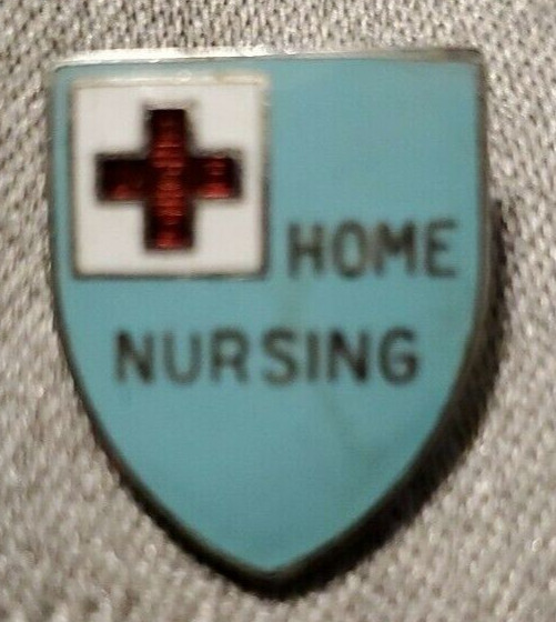 Preowned Vintage Red Cross Home Nursing Nurse Pin / Pinback Advertising