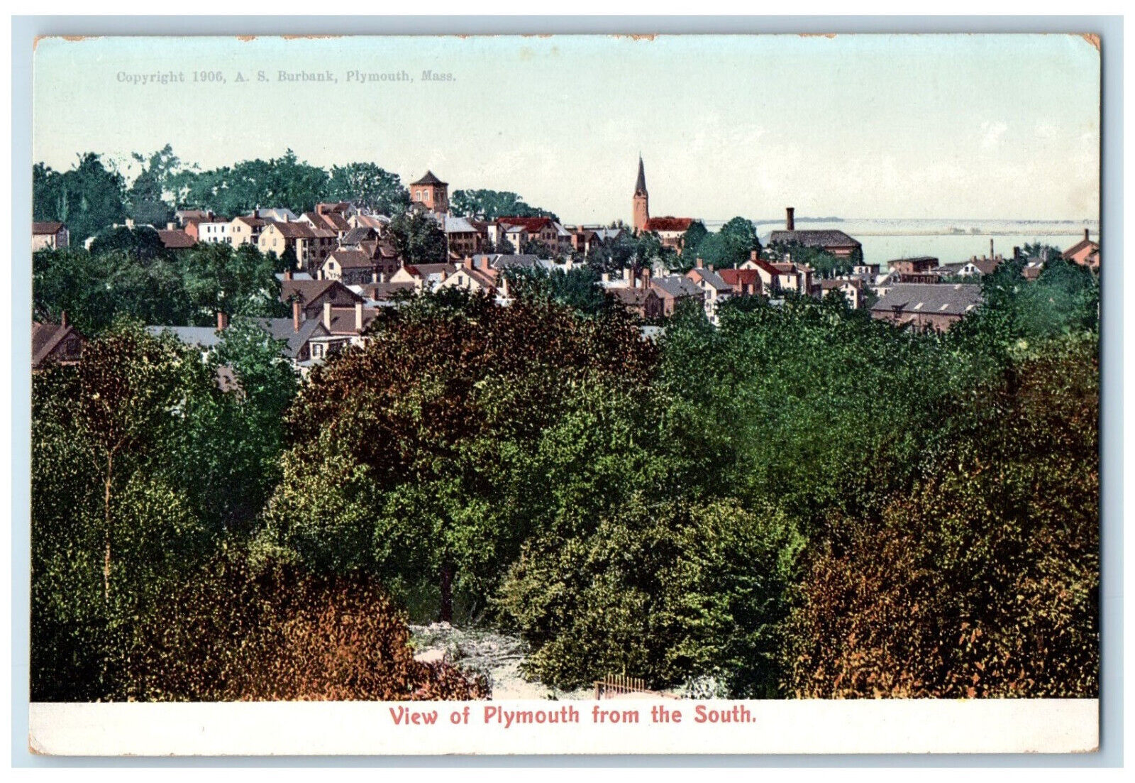 1911 View of Plymouth from the South Massachusetts MA Antique Postcard