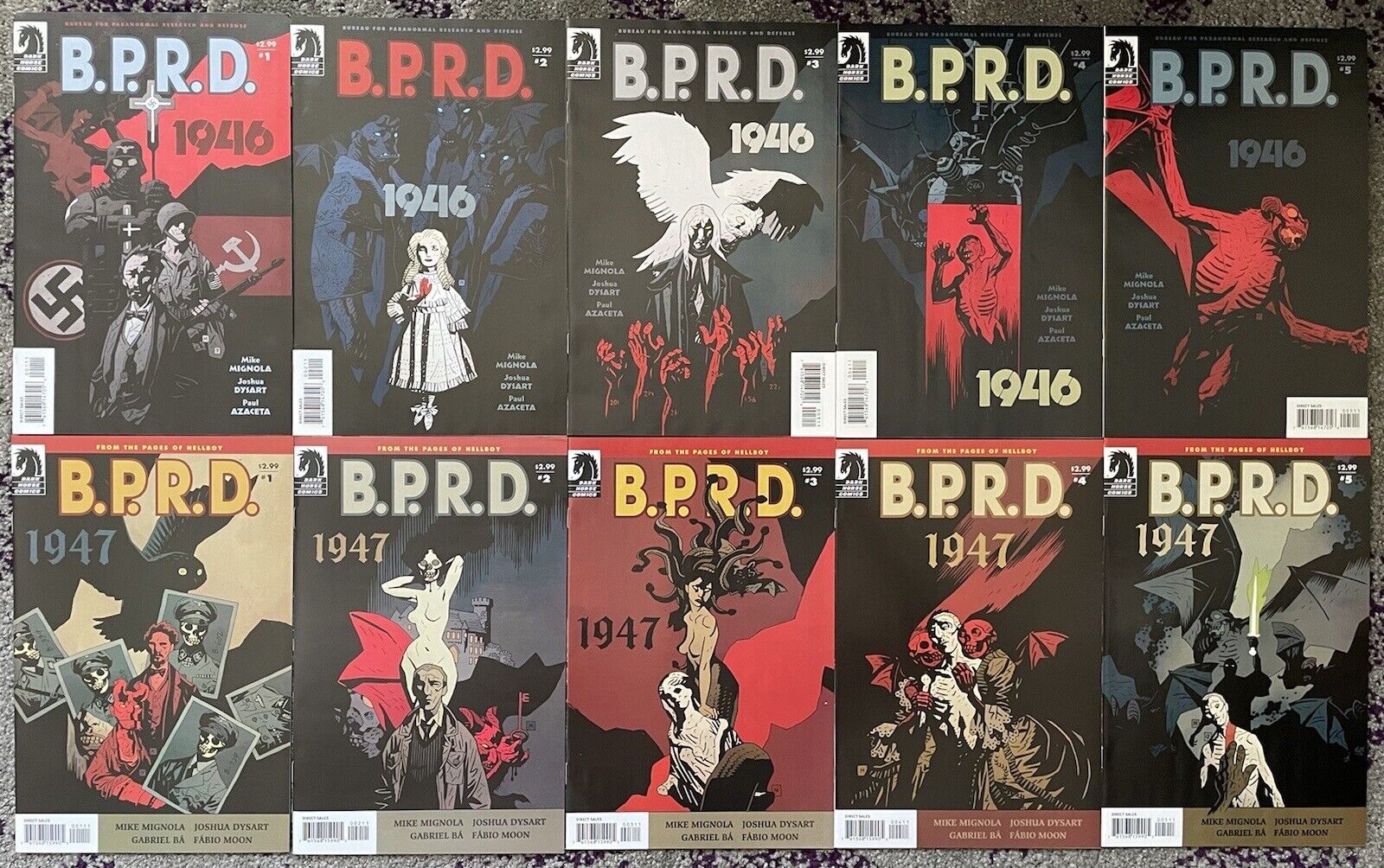 BPRD 1946 & 1947 #1-5 COMPLETE SERIES SET - Dark Horse Comics - Mignola Hellboy