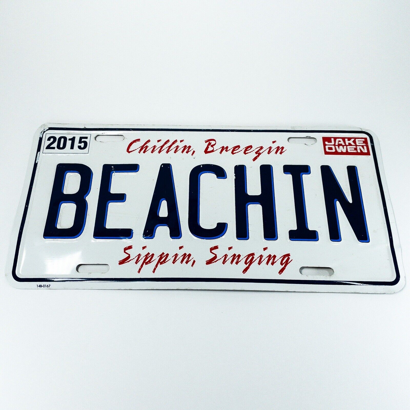Jake Owen License Plate - BEACHIN\' - 2014 Tour - USED - Garage Decor