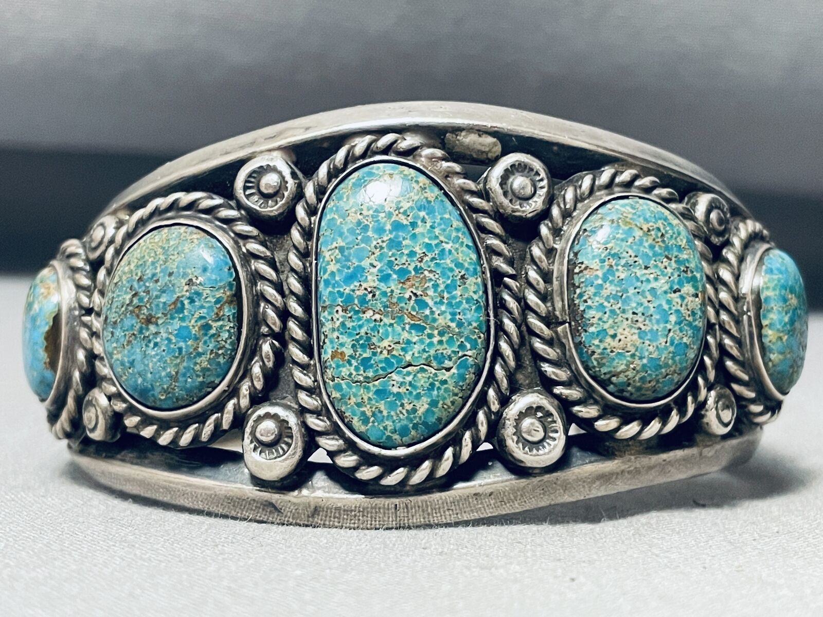 ONE OF THE FINEST RARE TURQUOISE MINE STERLING SILVER BRACELET