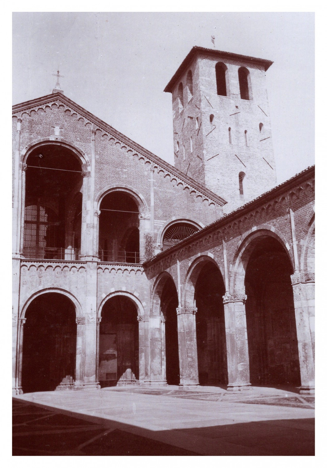 Italy, Milan, Court of St. Ambrose\'s Basilica, Vintage Print, circa 1900