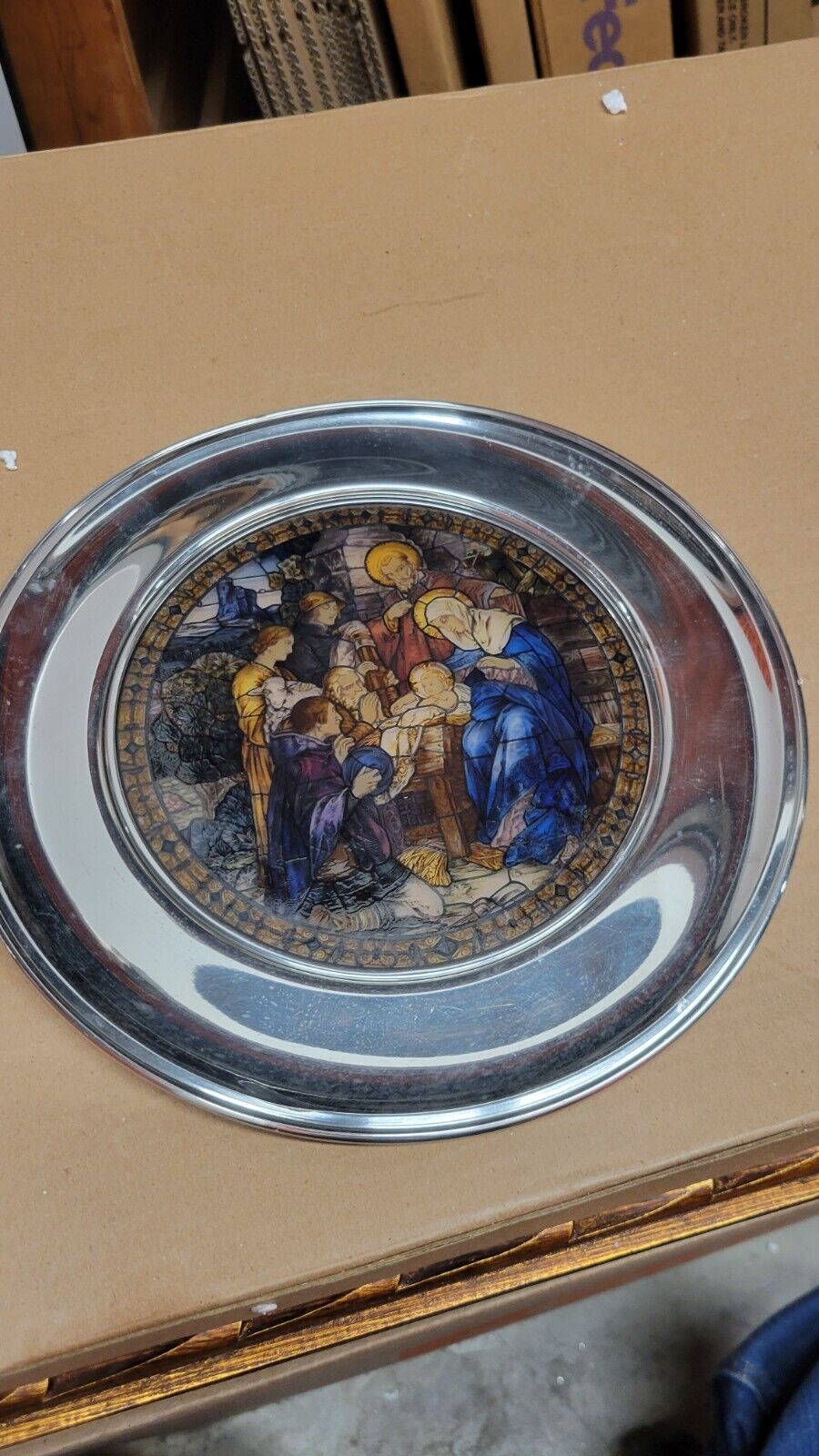 US HISTORICAL SOCIETY Stained Glass Cathedral The Adoration Plate Boxed 