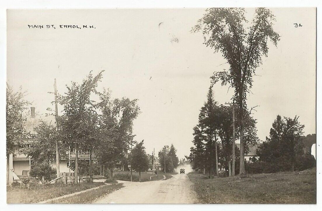 Errol, NH New Hampshire old RPPC Postcard, Main Street Scene