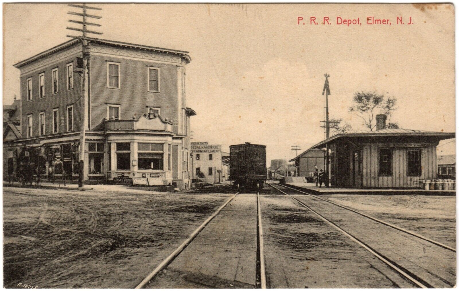 ELMER NJ Pennsylvania Railroad PRR Train Station Depot New Jersey Postcard 1910s