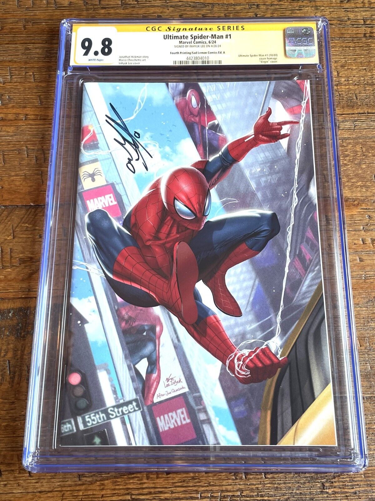ULTIMATE SPIDER-MAN #1 CGC SS 9.8 INHYUK LEE SIGNED RED VIRGIN VARIANT 4th PRINT