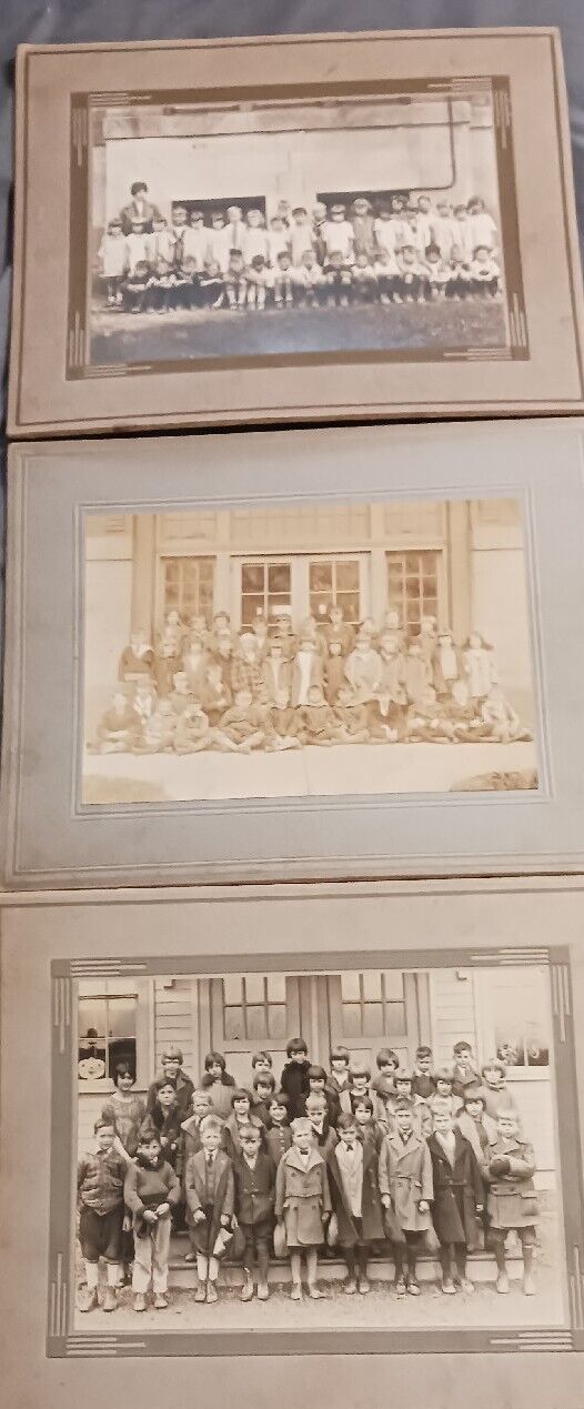 3 Antique Cabinet Photo Large Group Church, School 1800\'s- early 1900\'s